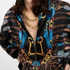 Zara Chain Print Bomber - Medium